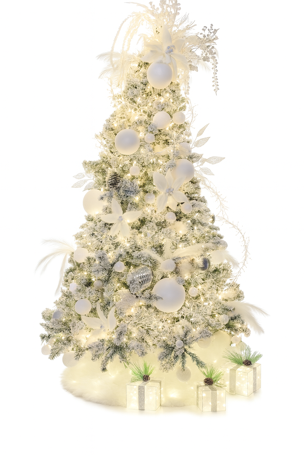 luxury white frost Christmas tree bundle